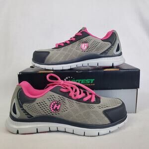 Hytest Safety Footwear Woman’s 6 W Athletic Oxford Steel Toe K17112 Grey Pink